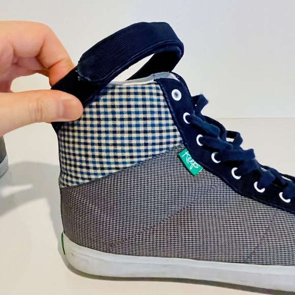 Keep Grey Houndstooth & Blue Check Canvas High-top Vegan Unisex Sneakers M 8.5 - Picture 6 of 16